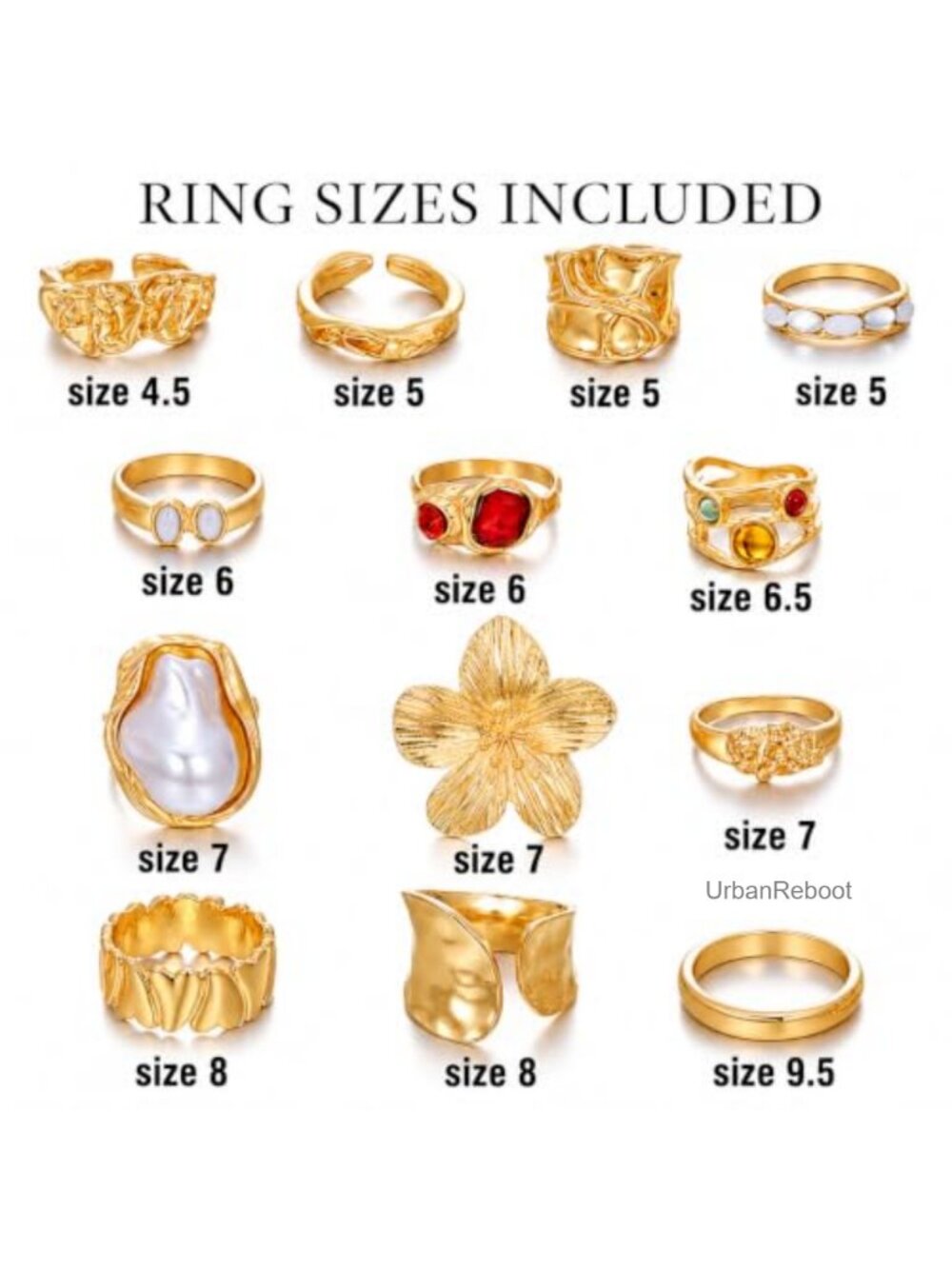 Gold Stackable Rings Set Knuckle Midi Statement Layered Jewelry - Picture 4 of 5